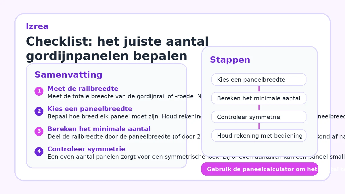 Checklist: het juiste aantal gordijnpanelen bepalen
