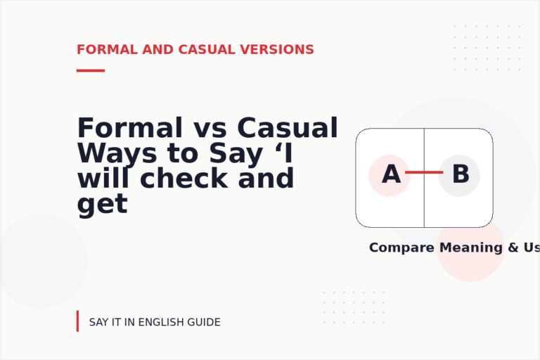 Formal vs Casual Ways to Say ‘I will check and get back to you’ Formal vs Casual Ways to Say ‘I will check and get back to you’